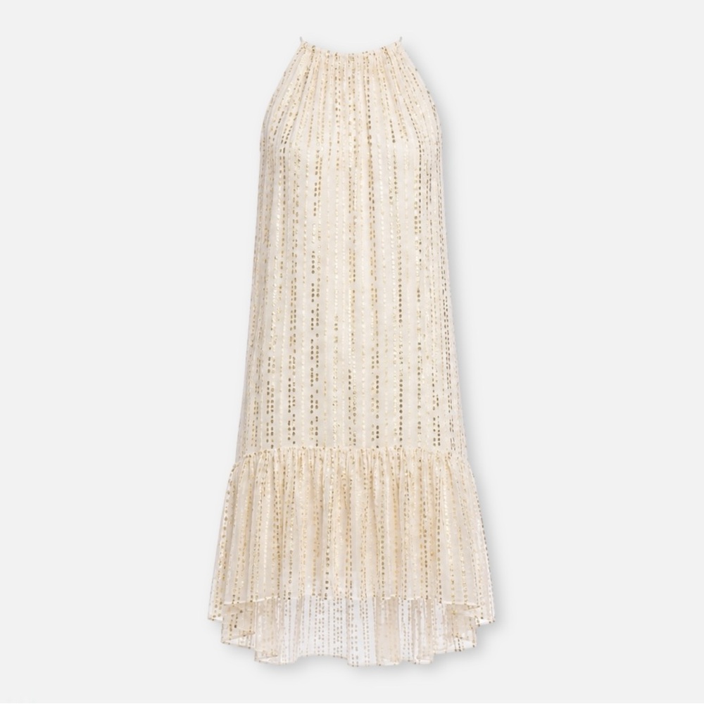 Tibi Silk Metallic Halter Tent Dress